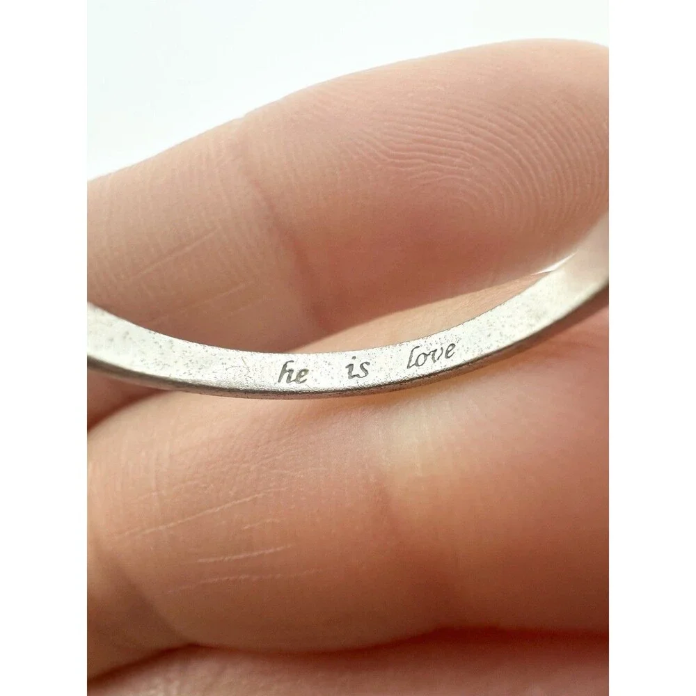 925 Sterling Silver He Is Love Cross Ring Religious Size 8